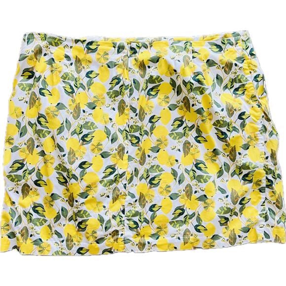 Boden Lemon Mini Skirt Printed Citrus US 16 18 R Fruit Yellow Plus Cotton Pencil - Picture 5 of 6